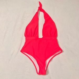 Sexy Red Plunge One Piece Swimsuit Size Medium